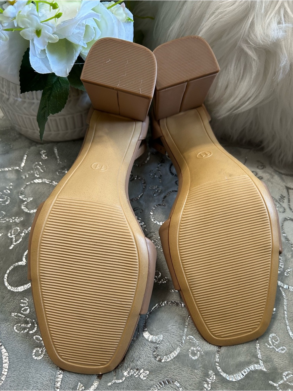 NEW a new day Nude/Tan Size 11 Block Heel Ankle Strap Sandals - Picture 5 of 5